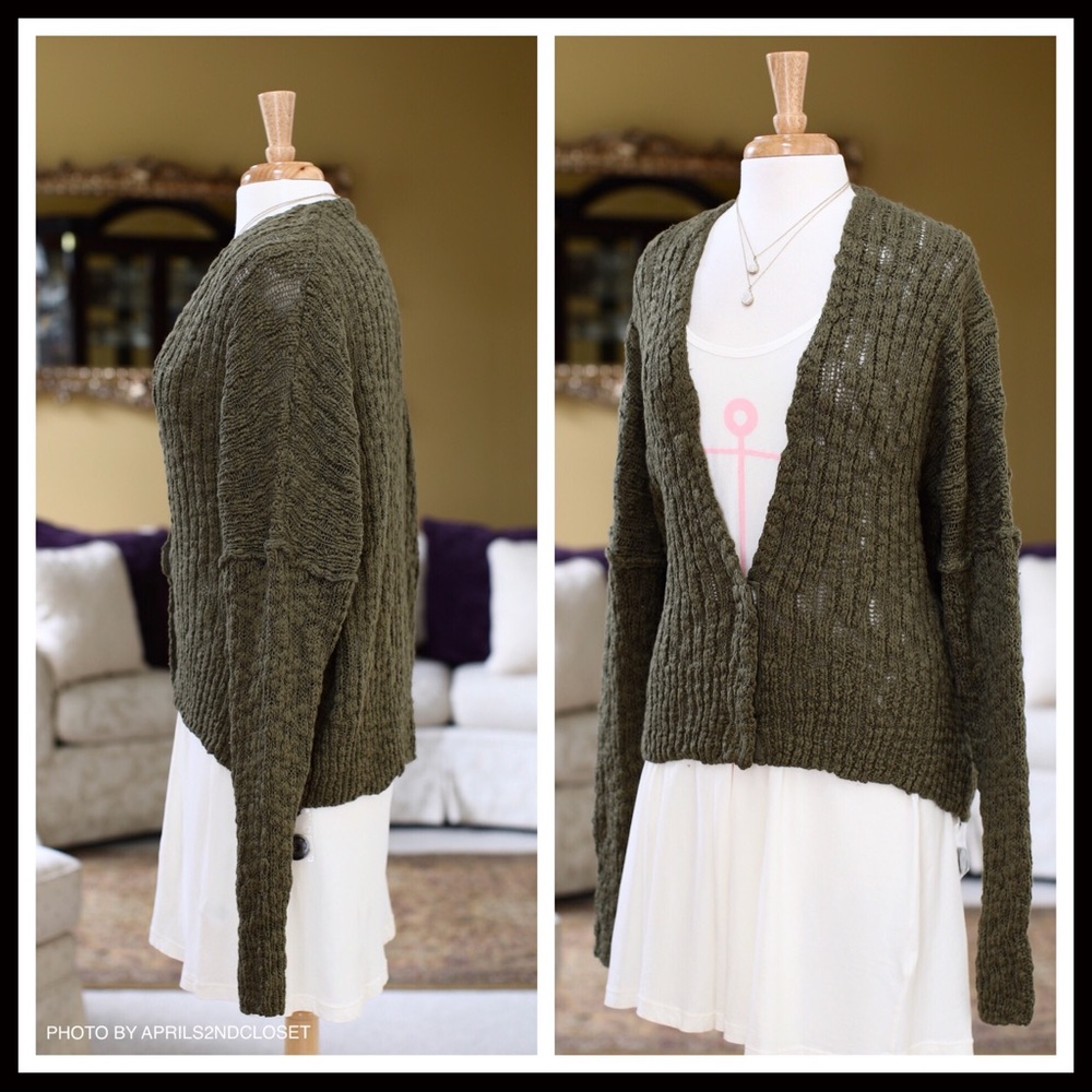 FREE PEOPLE CHUNKY KNIT OVERSIZED RIB CARDIGAN A2C - Picture 2 of 8